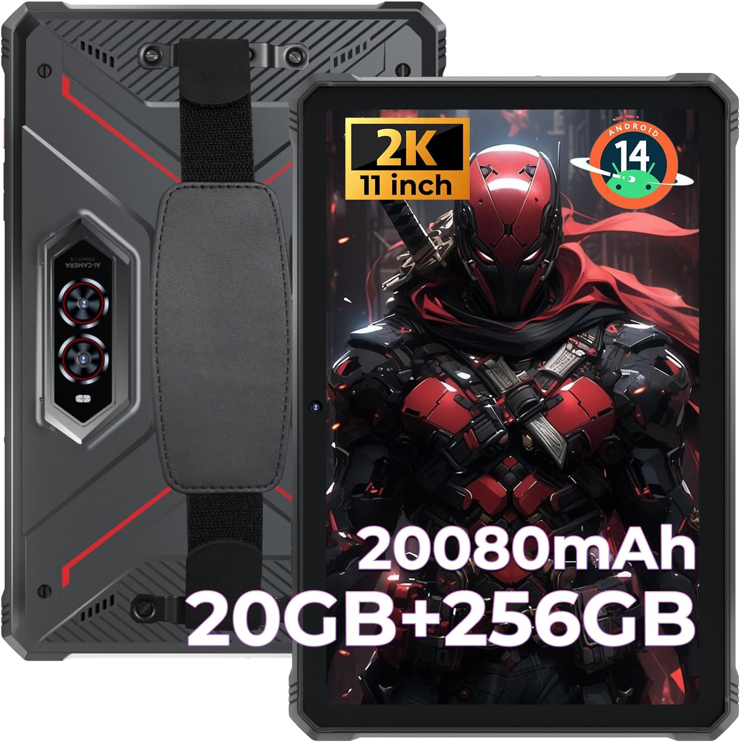 HOTWAV R9 Pro 2025 Upgrade Rugged Tablet 11 inch Android 14 Tablet, 2K 20080mAh 20GB+256GB (2TB SD) Outdoor Tablet, 64MP+16MP Octa-Core IP68IP69K Waterproof Tablet, 4G Dual SIM 5G WiFi/Face ID/GPS/OTG