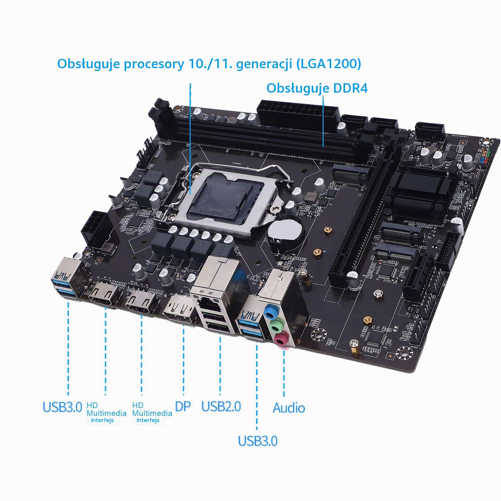 Zunate Płyta Główna H511 Gaming, LGA 1200 DDR4 M.2 SATA3.0x3 PCIE 4 Wi -Fi ATX Computer Mainboard z 3 Portami SATA, Interfejsy NVME M.2, dla 10. 11. Gen Core I3 I5 I7 I9