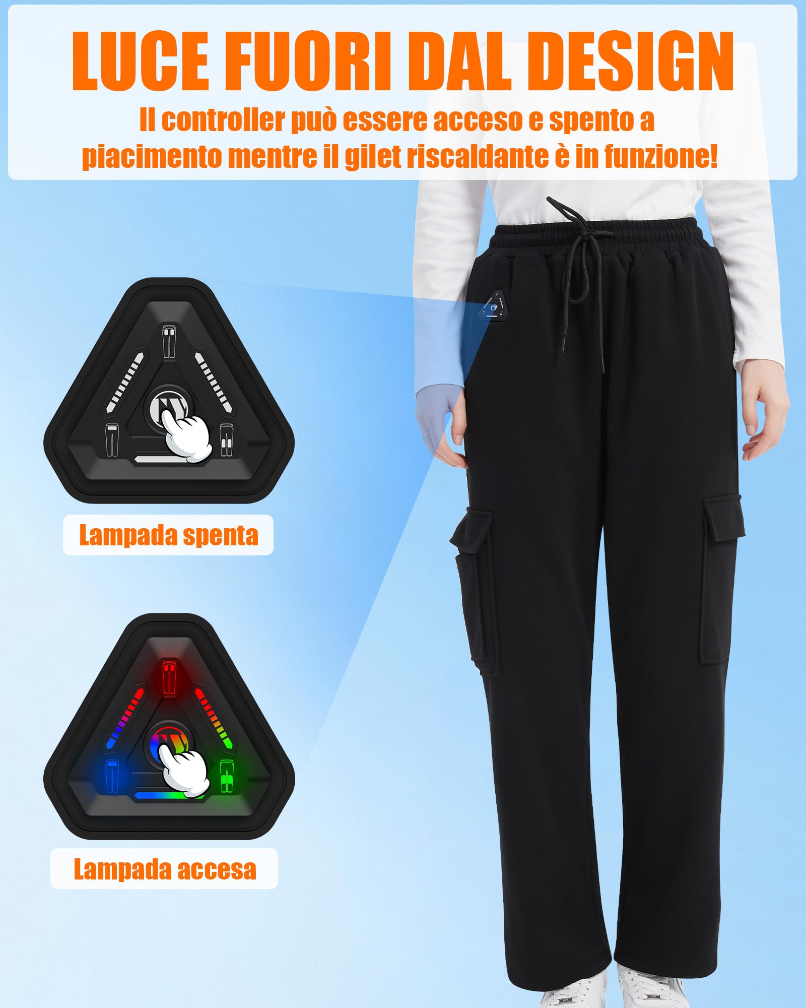 CYCYHEAT Pantaloni Riscaldati Uomo & Donna con Batteria 7,4V 20000mAh e Controllo 4-in-1 – Pantaloni Termici Impermeabili Tecnologia
