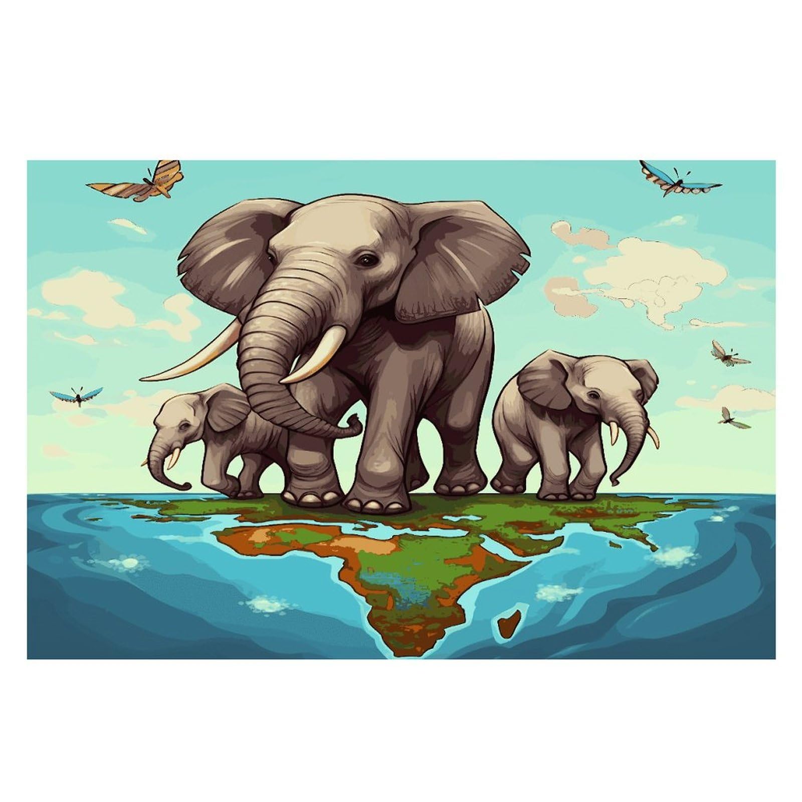Elephants Placemats Heat-Resistant Washable Place Mats Anti Slip Dining Table Place Mats Wipeable Dining Table Mats Kitchen Decoration Placemats 17.7’’×11.8’’