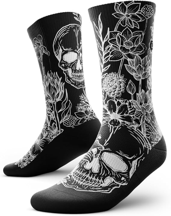 Outway Skull Lovers Crew Socks, Moisture-Wicking with Arch Support