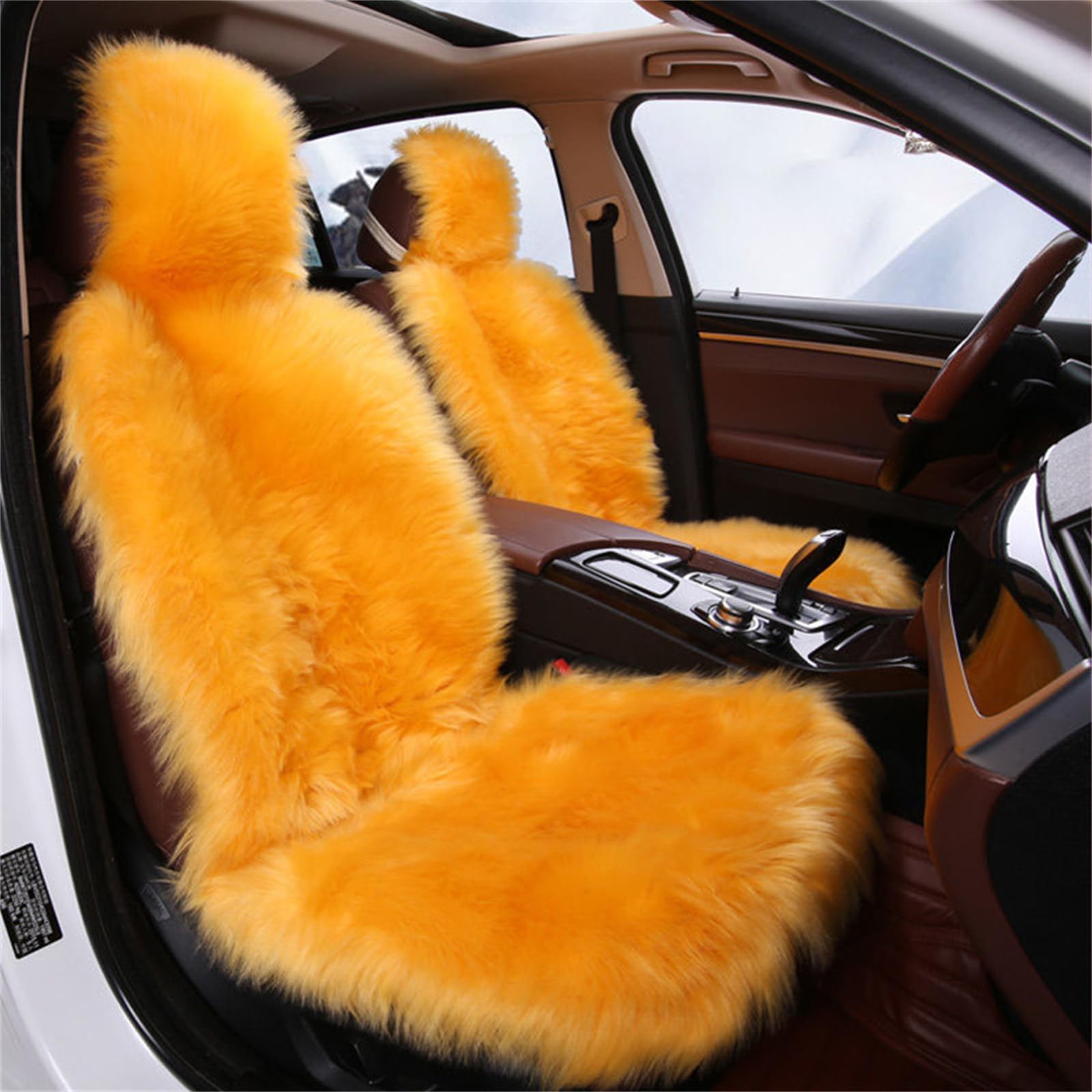 champracer 1 Stück Sitzbezüge Auto, Plüsch Autositzbezug,Faux Lammfell Auto Sitzauflage, Universal Autositzschoner mit Rückenlehne, für Autositz, Bürostuhl und Alle Stühle (140x55 cm,Goldenes Kamel)