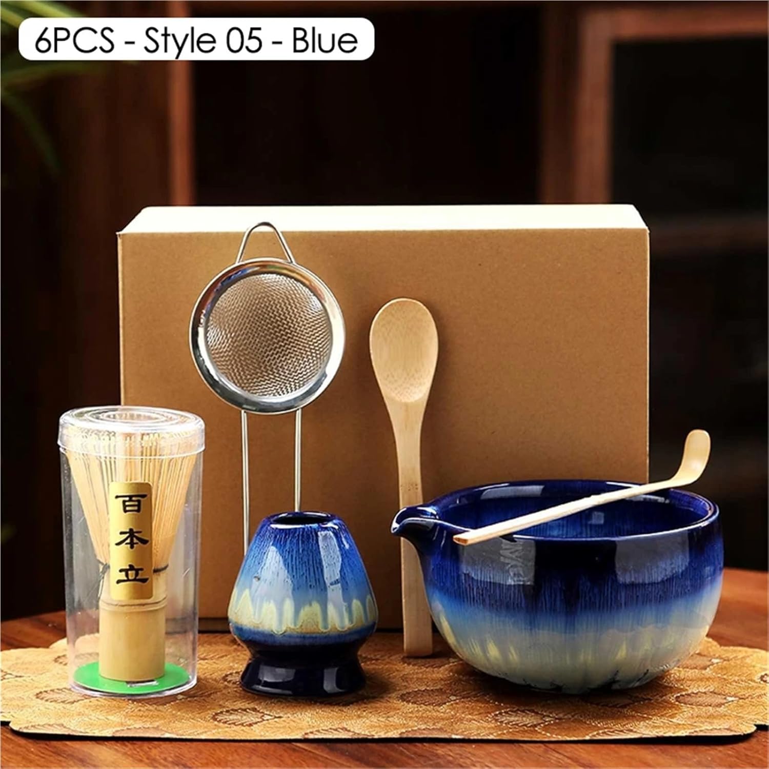6PCS Matcha Teaset Matcha Making Set with Bowls &Holder Teaspoon Sifter(6PCS Style 05)
