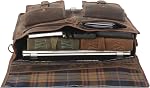 Leather briefcase 18 inch laptop messenger bag for men and women best satchel office bag by KPL