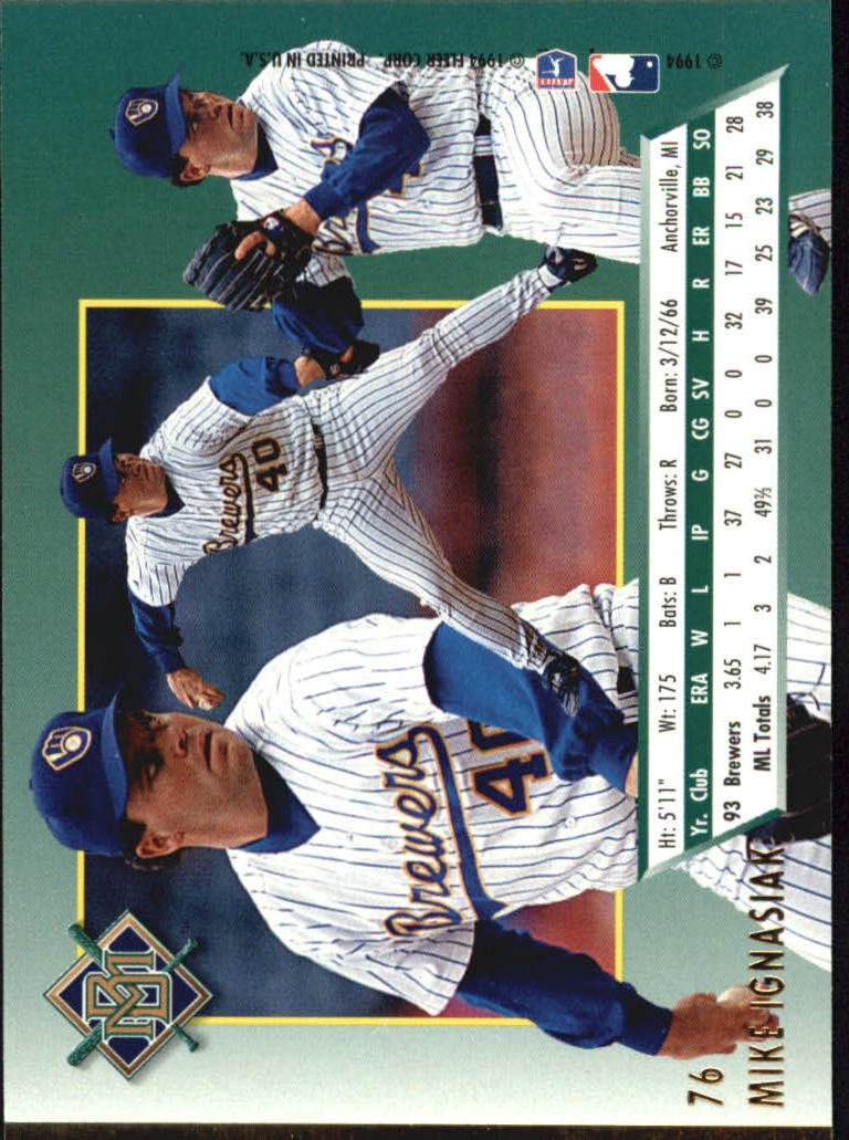 Amazon.com: 1994 Ultra Baseball Card #76 Mike Ignasiak