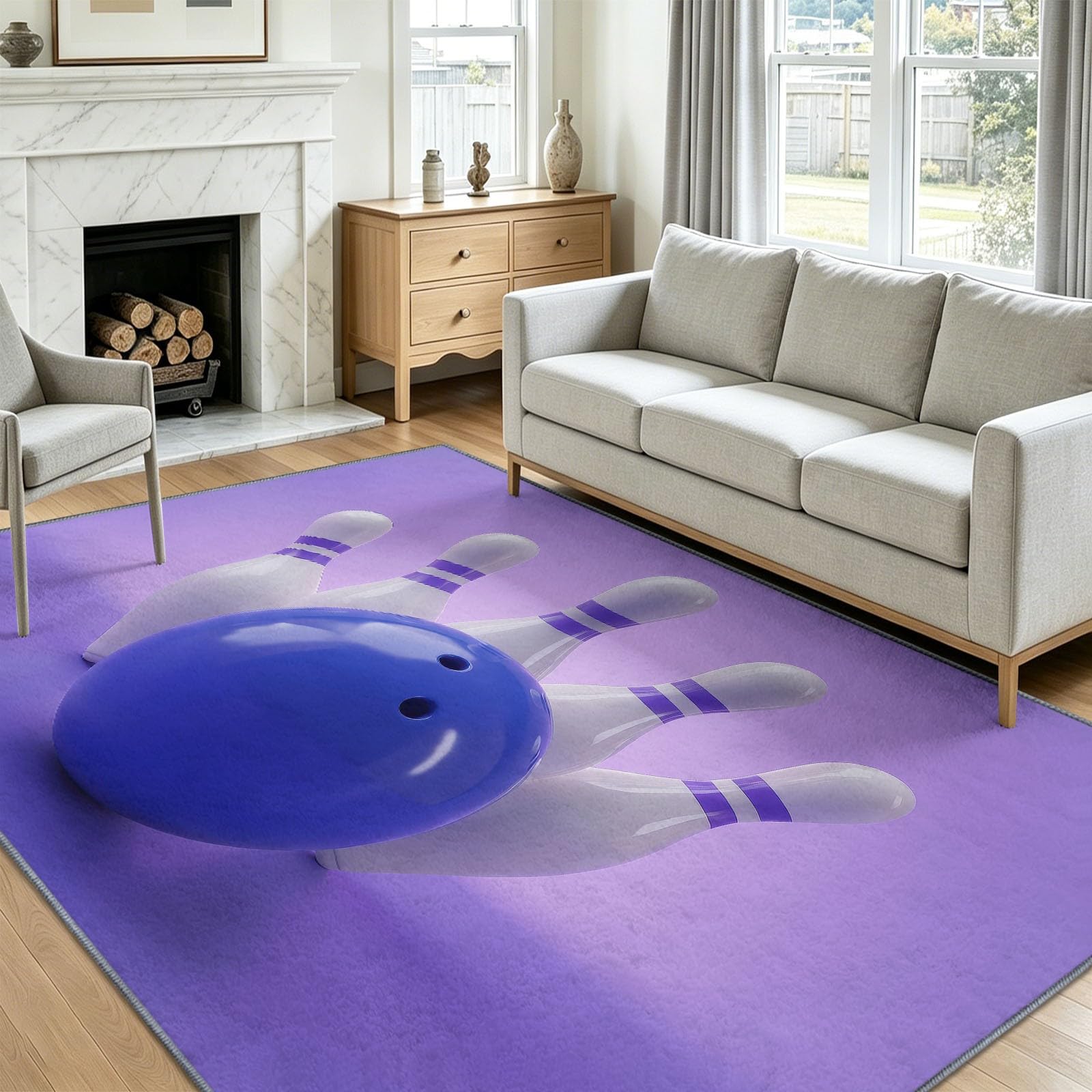 Alfombra de dormitorio infantil y zona de juegos lila 100x160 cm