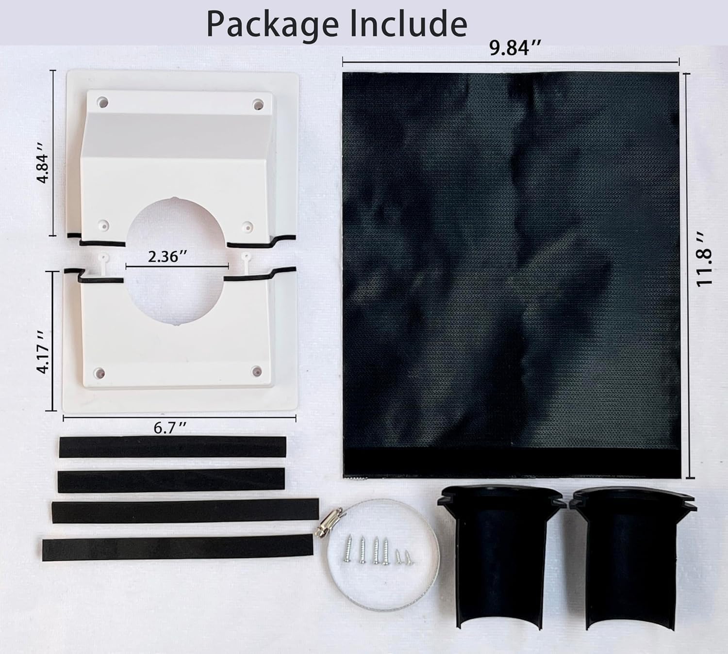 HVAC Wall Penetration & Line-Set Cover Kit, Split AC Line-Set Wall Cover Kit with A Soft Gasket, HVAC Walls Penetration Cover for Indoor & Outdoor Air Conditioner (White + insulated fabric)