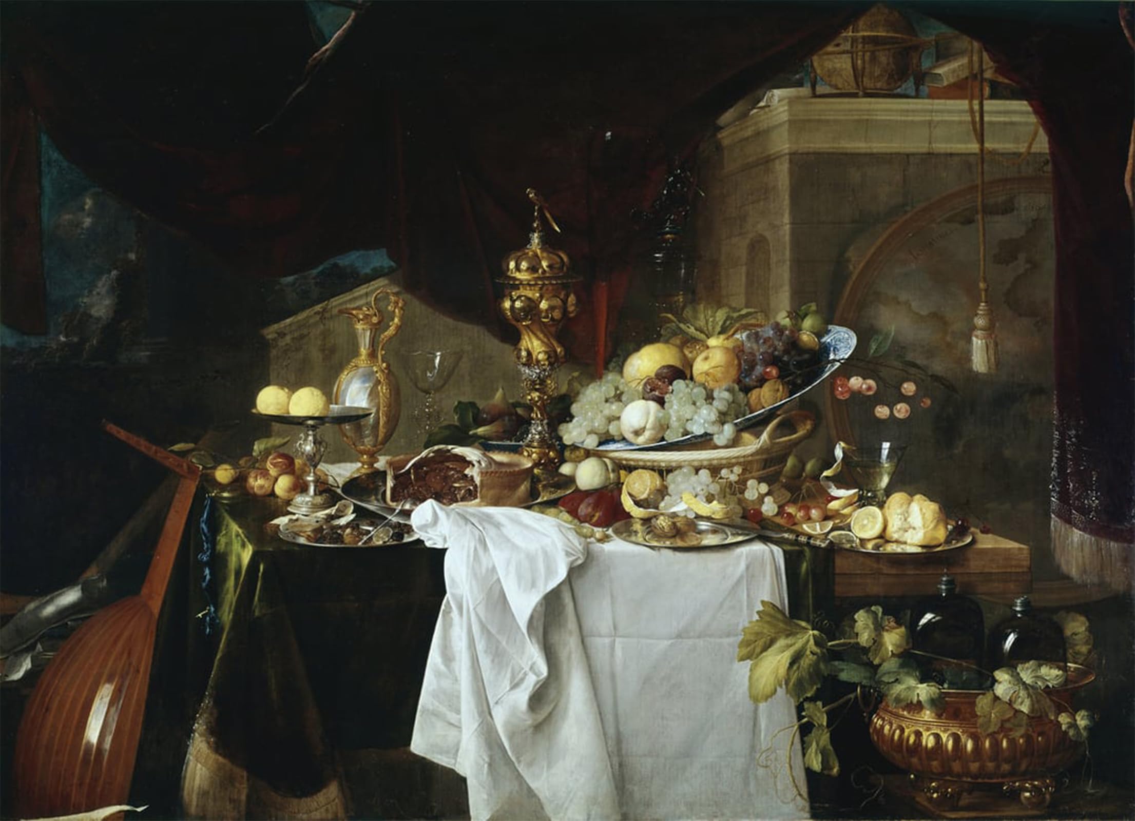 Artxlxxbn No Frame Famous Prints Artwork Pictures Poster Painting Art Still Life By Jan Davidsz De Heem Artwork Landscape Pictures For Home Decor 60X90cm
