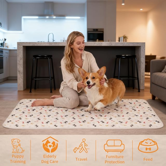 Foto 5 de 7 de Wusboo 2 Unidades de Empapador para Perros Lavable e Impermeable, 70 x 100 cm Máxima Absorción