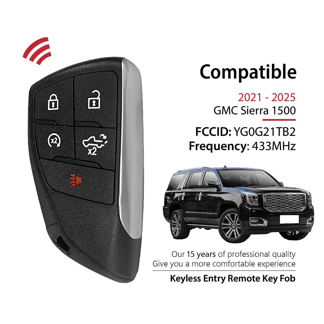 Llave Inteligente Mando A Distancia Para Chevy Silverado GMC Sierra 2022 2023 2024 – YG0G21TB2, Con Llave De Emergencia Sin Cortar