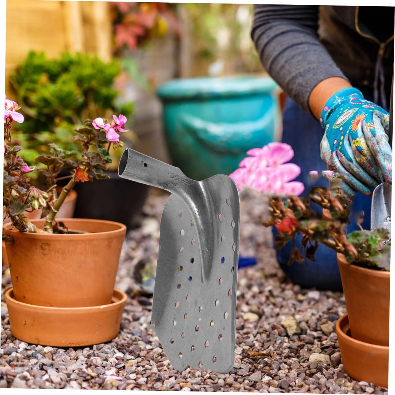 Humanized Design Sewage Sifting Metal Shovel for Drain Mud Cleaning Perforated Scoop for Sewage Wells and Sewer Maintenance Multi Environment