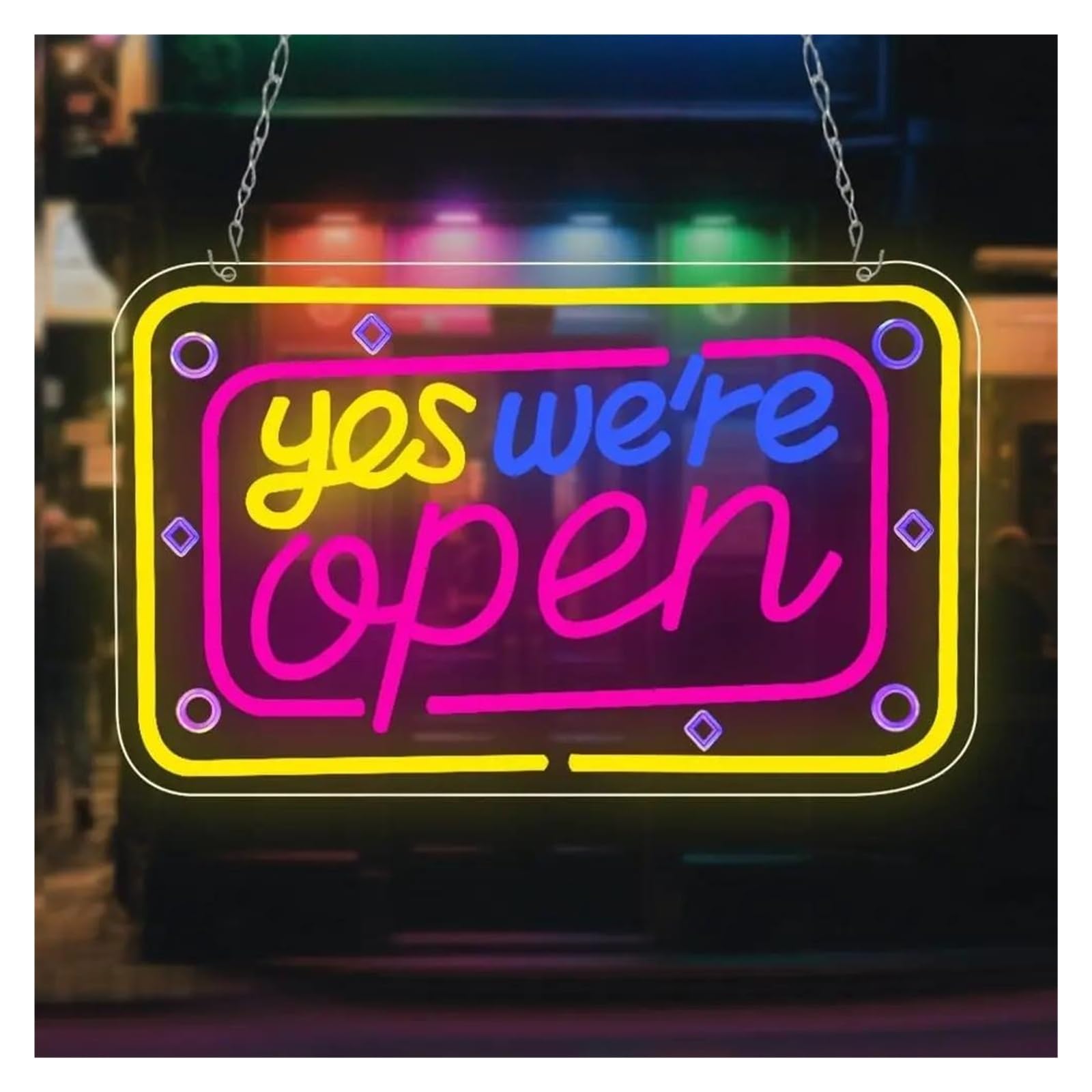 Rongch One Color Hanging Art Signs Yes We're Open Neon Sign Led Light Dimmable Usb Powered For Business Coffee Shop Bar Bakery Hotel Store Decor 39Cmx24.5cm