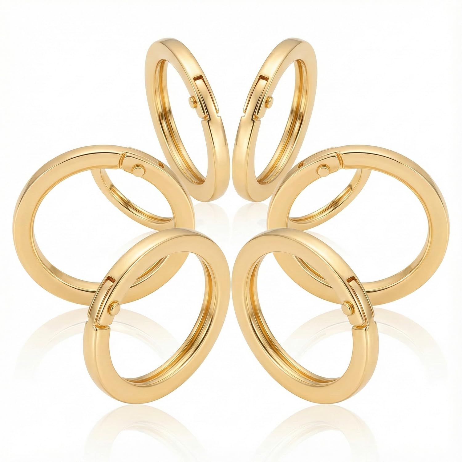 Hopzab Light Gold Spring Rings Metal Spring O Rings Round Carabiner Clip Snap Trigger Keyring Buckle for Bag Purse Handbag Key Craft DIY Shoulder Strap Fastener(6 Pcs)