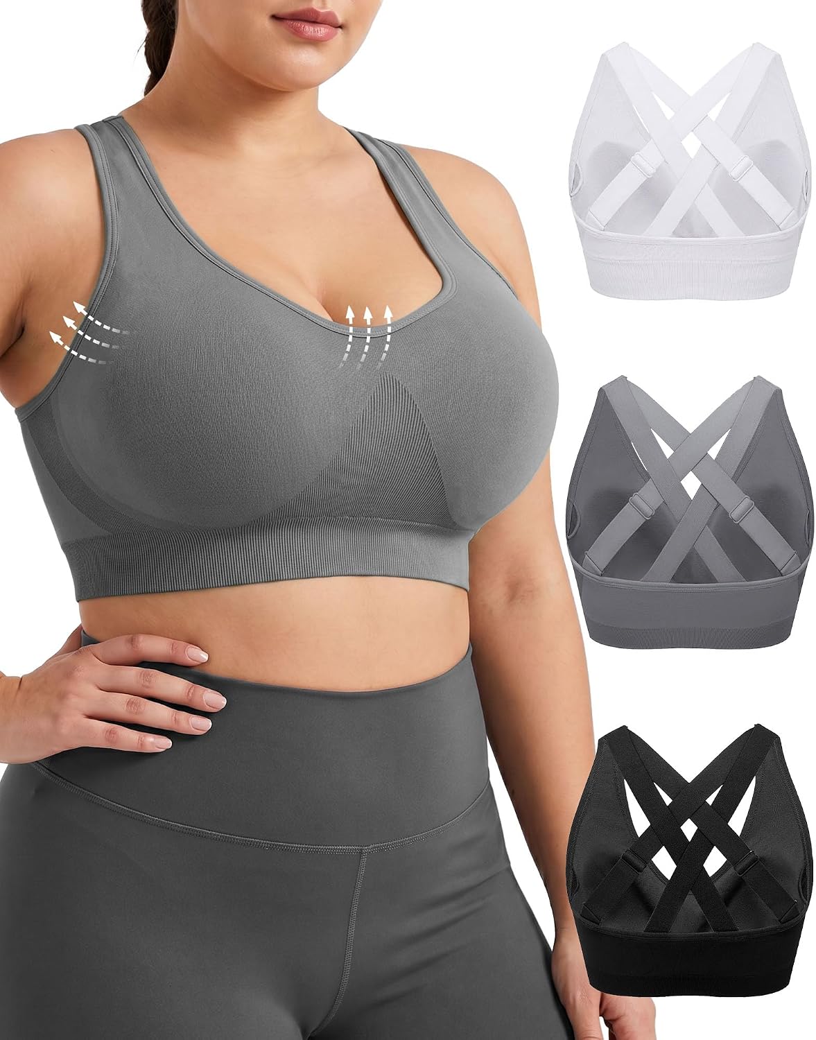 FITTIN Adjustable Sports Bra for Large-Bust: Adjust Support for Workout | No More Settling Dial in Your Perfect Fit Full Coverage No Spillage for Gym & Yoga - for C–DDD Cup Plus Size Large Bust Women