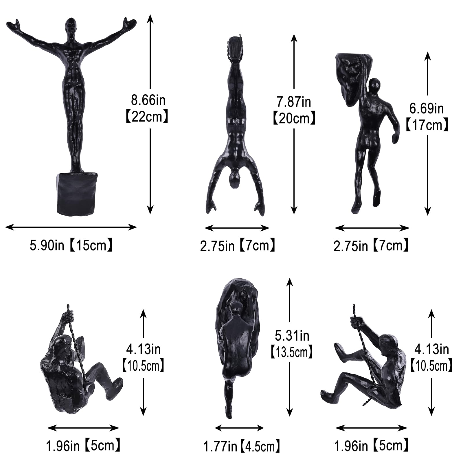 6er Set Kletterer Wanddeko Skulptur – Nordisch-Moderne Deko Figur, Einzigartige Kletternde Figur für Heim & Büro