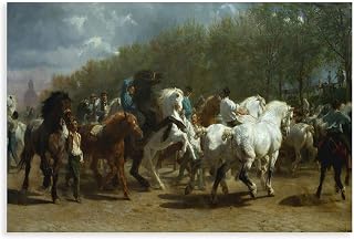 LOKLNEYK The Horse Fair Rosa Bonheur Print Poster Wall Art Decor Print Picture Paintings for Living Room Bedroom Decoration Style:Unframe 12x18inch(30x45cm)