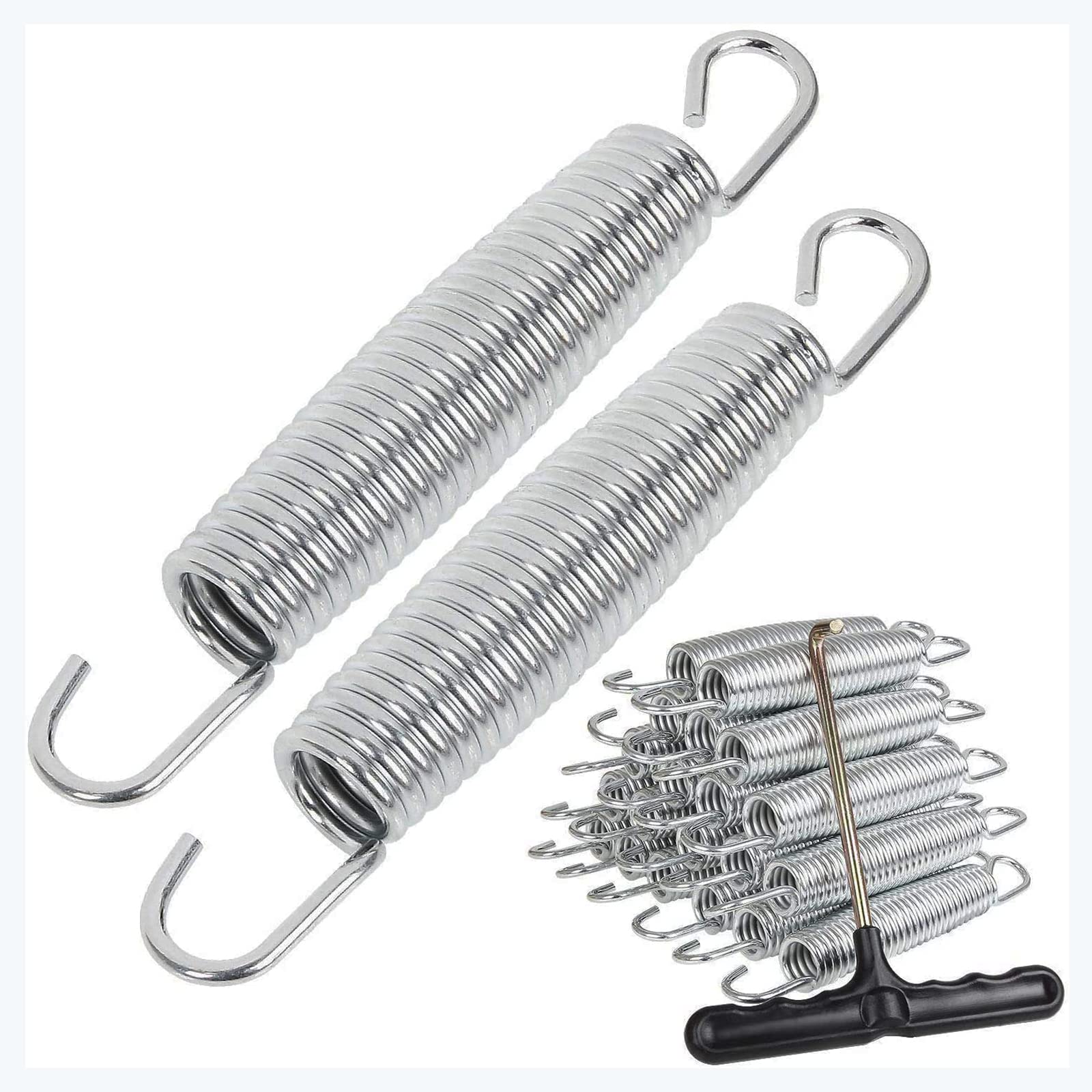 Trampolinfedern-Set – 88 mm, 100 mm, 116 mm, 130 mm, 140 mm, 165 mm, 178 mm, 210 mm – langlebige Trampolin-Ersatzfedern mit Federwerkzeug – unverzichtbares Trampolin-Zubehör
