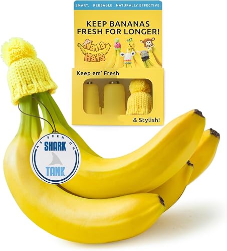 NANA HATS Banana Keeper for Freshness, Banana Cap & Covers, Organic Bananas Storage Solution, Keep Bananas Fresh Longer, Silicone Protector Case for Lunch Box or Kitchen Use, Yellow
