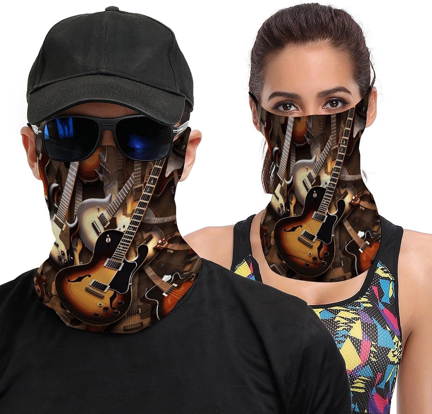 Music Guitar Neck Gaiter Face Cover Winter Neck Gaiter Scarf Outdoor Sun Protection Riding Windproof Bandana Face Mask Fashion Head Wrap Personalized Headwear Unisex
