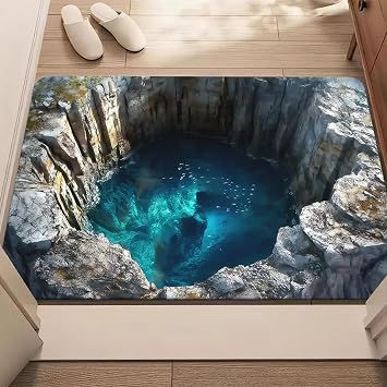 3D Optical Illusion Rug, Trap Visual Illusions Rug, Rugs That Look Like A Hole, Bottomless Non-Slip Doormat, 24 * 16 Inch D