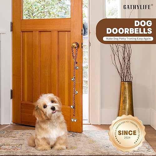 Miniatura 78 de Timbres de cuero para perro para perilla de puerta/entrenamiento para ir al aire libre, ajuste de longitud, campana colgante de entrenamiento