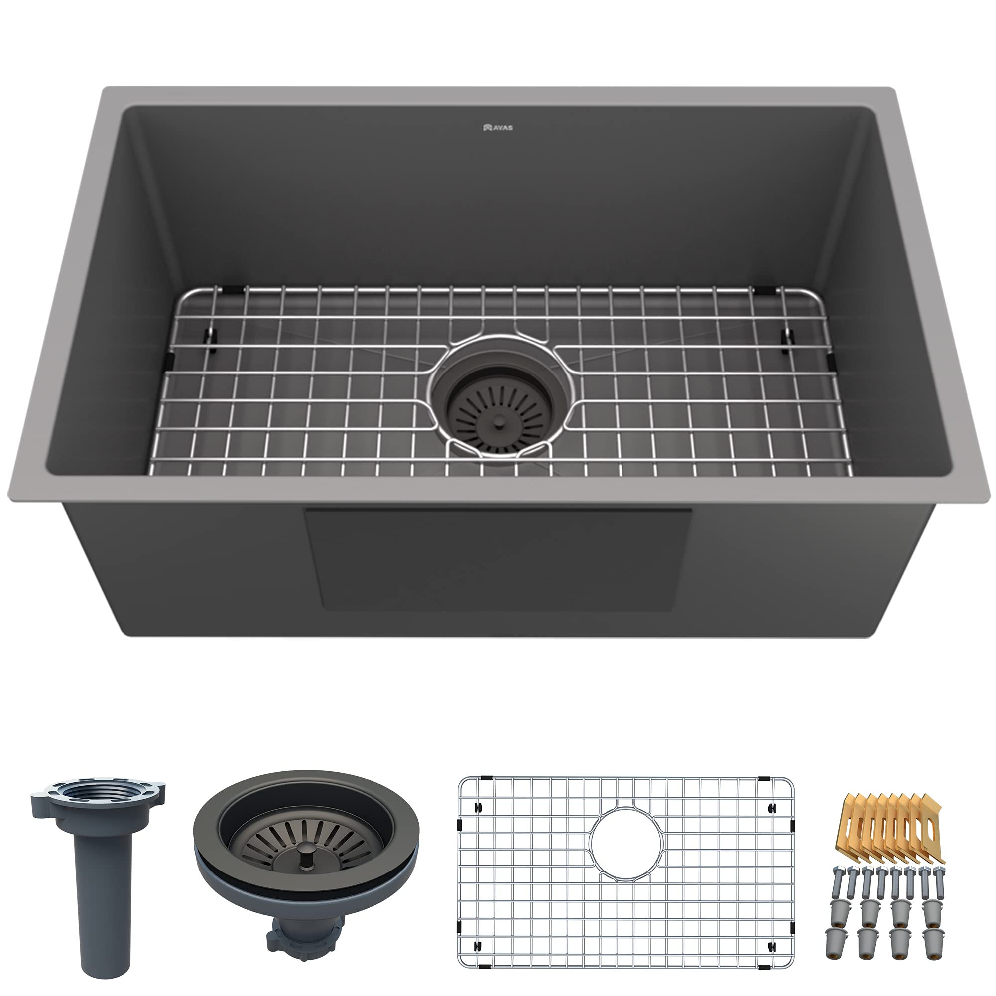 Buy 25 Inch Under Sink metal Dark Grey Matte, Stainless Steel Bar Prep ...