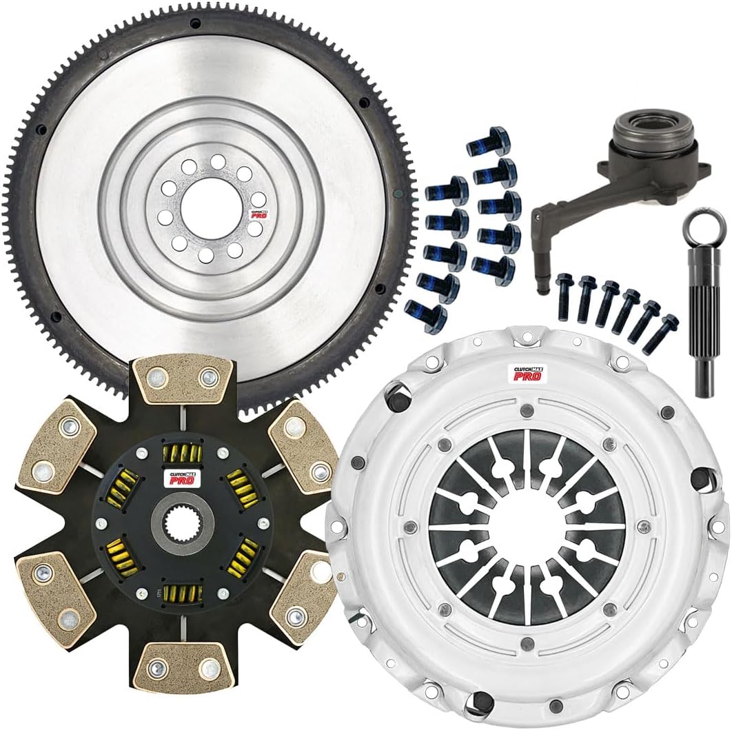 ClutchMaxPRO Performance Stage 3 Clutch Kit with Flywheel with Slave Cylinder Compatible with 2002-2005 VW Golf GTI VR6 2002-2004 Jetta GLI VR6 2.8L 24-valve BDF 6-speed (CP02217HDCWSFW-ST3)