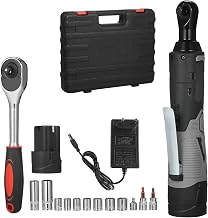 Snsowed Chave de catraca elétrica 3/8 Conjunto de chaves de catraca sem fio, kit de ferramentas de catraca de bateria de 220 RPM 16,8 V com bateria de íon de lítio de 2,0 Ah e carregador rápido