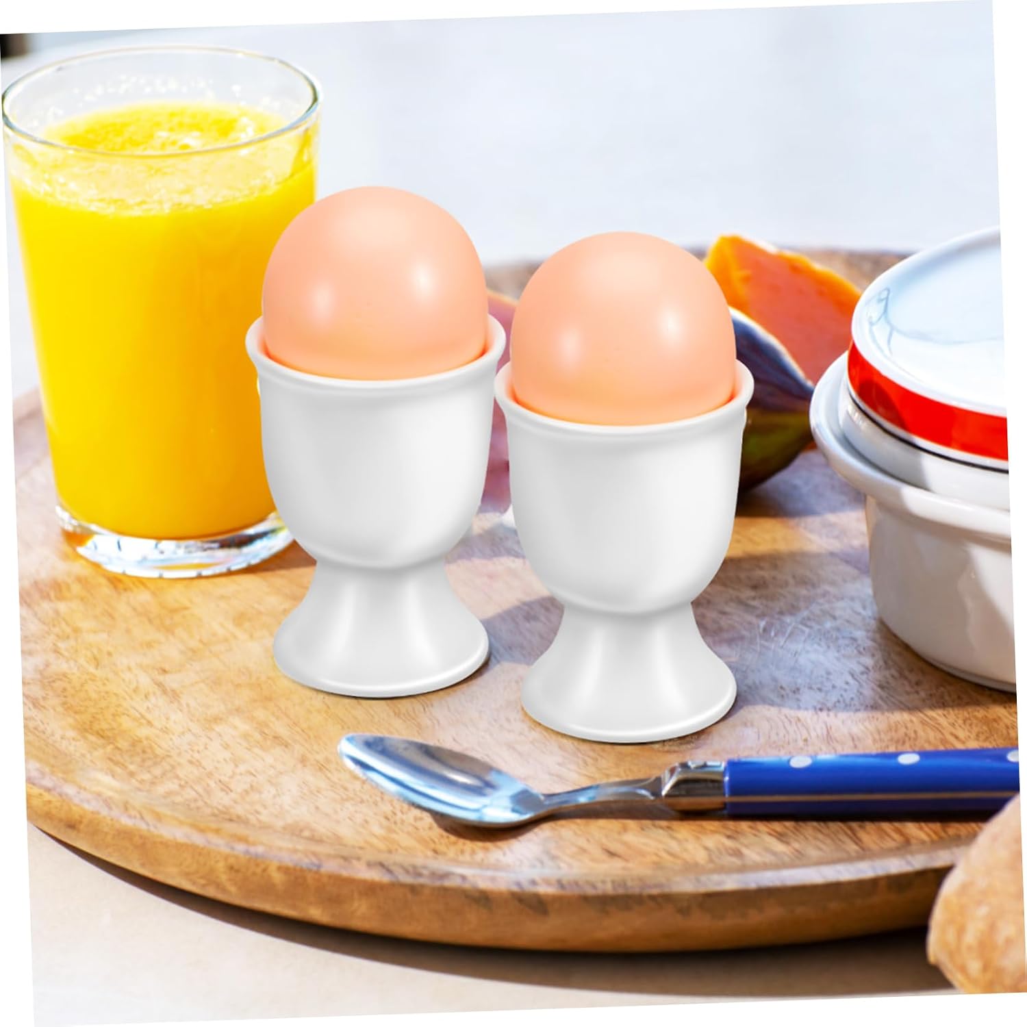 4pcs Contemporary Ceramic Egg Cup Holder for Display Easter Egg Stands for Hard Boiled Kitchen Decor
