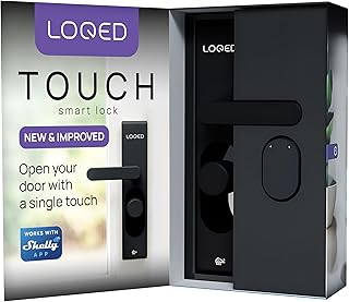 Shelly LOQED Touch Smart Lock Schwarz – WLAN Schlüsselloses Türschloss mit Touch-to-Open, Code und Digitalen Schlüsseln, Fernsteuerung über Shelly App, EN1303, EN15684 und SKG Drei-Sterne-Standard