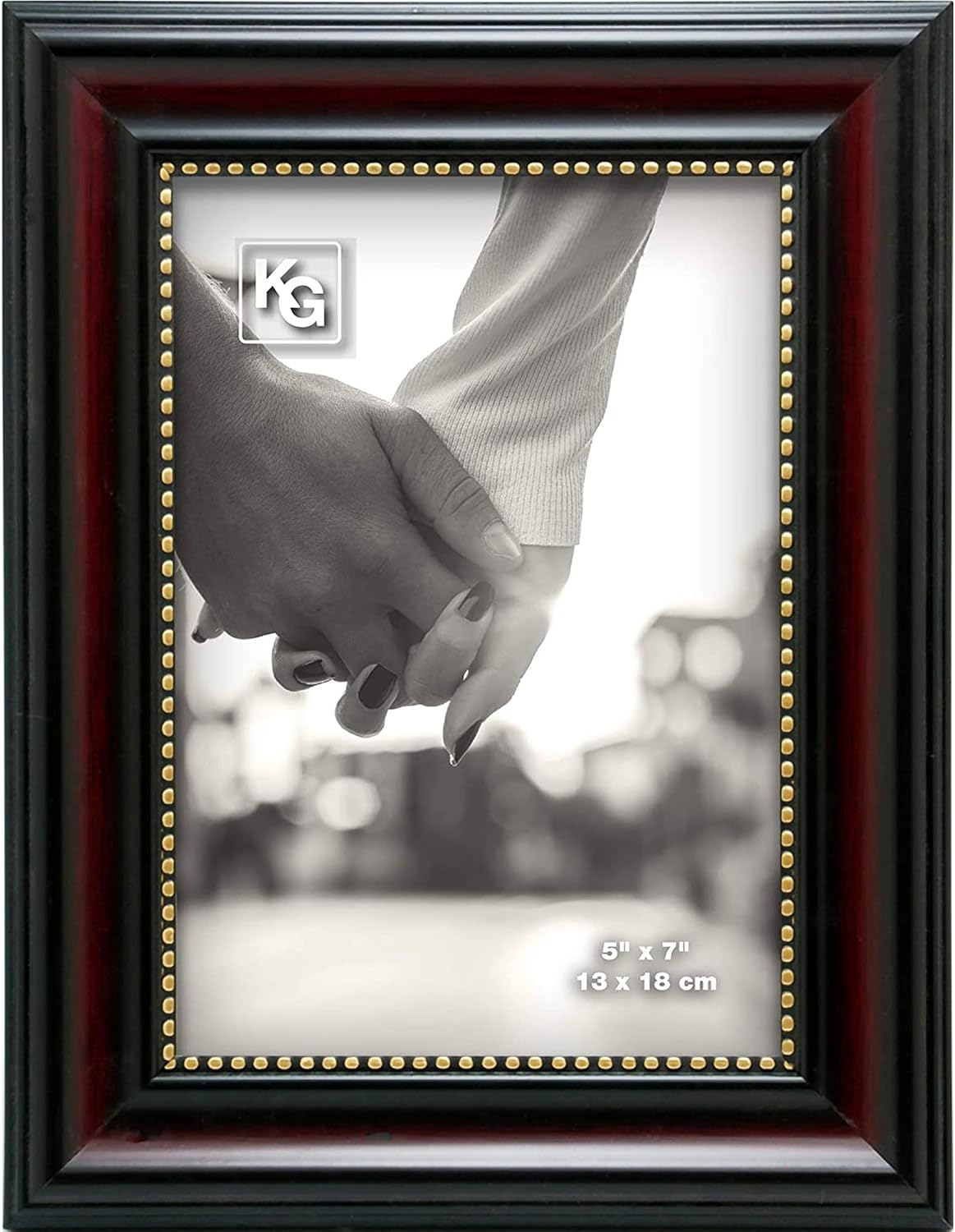 kieragrace Classic Traditional Lucy Picture Frame with Gold Beads, 5" x 7", Dark Brown