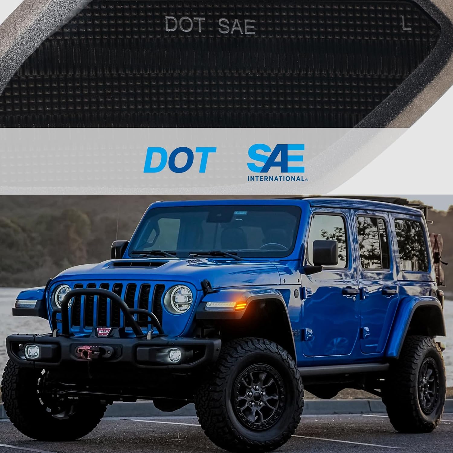 LED Front fender Side Marker Light Compatible with Wrangler JL 2018-2024 & Gladiator JT 2020-2023, Amber Flares Light Accessories, Front Wheel Eyebrow Light with Smoke Lens, Plug & Play