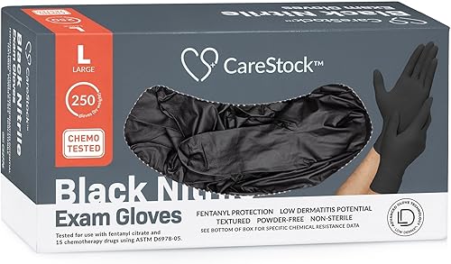 Miniatura 17 de CareStock Guantes negros de nitrilo medianos [250 unidades] – Guantes de examen desechables sin látex de 2 mil delgados para médicos, limpieza