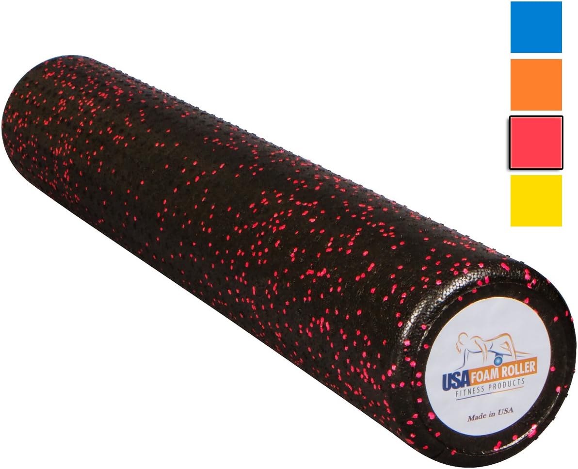 USA Foam Roller, Extra Firm High Density Foam Rollers for Exercise - 36 inch Black & Pink (2.8lbs/ft³ Density) with 3 Year Warranty