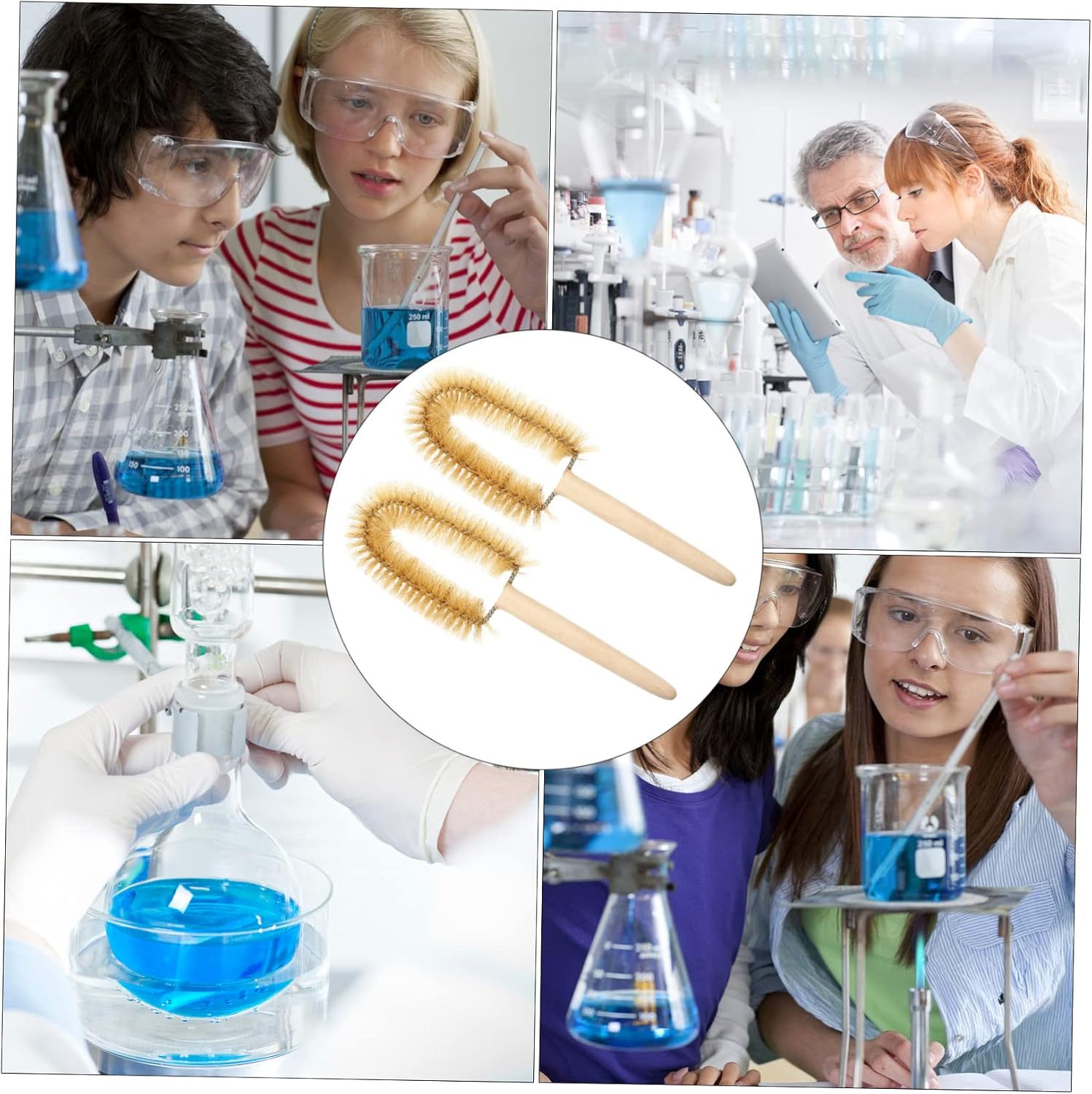 Baluue 4pcs Multipurpose Scientific Cleaning Brush Beakers and Bottles for Experiment Cleaning Compatible Beakers Easy to Clean and Reusable