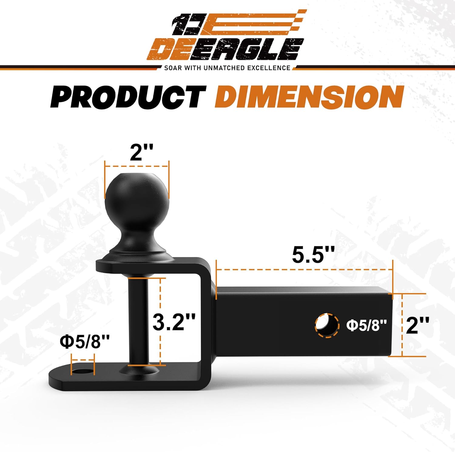 DEEAGLE ATV UTV Trailer Hitch 3 in 1 Towing Ball Mounts with 2-Inch Ball, Fits 2-Inch Receiver, Rated 5,000 Lbs for ATV UTV Accessories