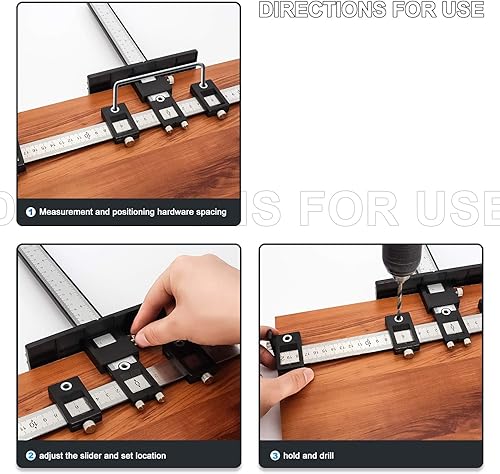 Miniatura 5 de Herramienta de plantilla de hardware de gabinete, guía de plantilla de taladro localizador de punzón ajustable, guía de perforación de madera para