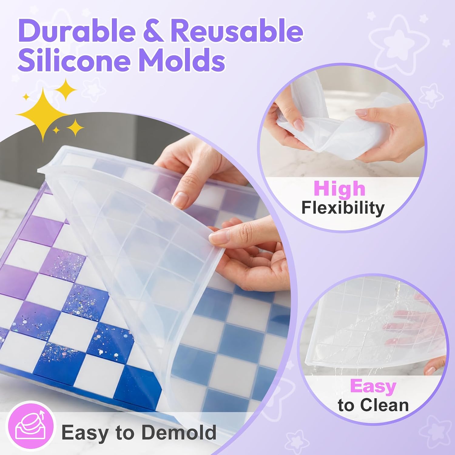  Chess Set Resin Molds, Chess Board Silicone Molds & 16PCS 3D Full Size Chess Checkers, Chess Molds for DIY Chess Board Game thumbnail
