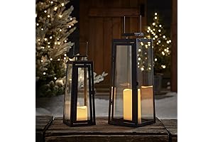 Elegant Black Flameless Candle Lanterns for Interior and Exterior Decor