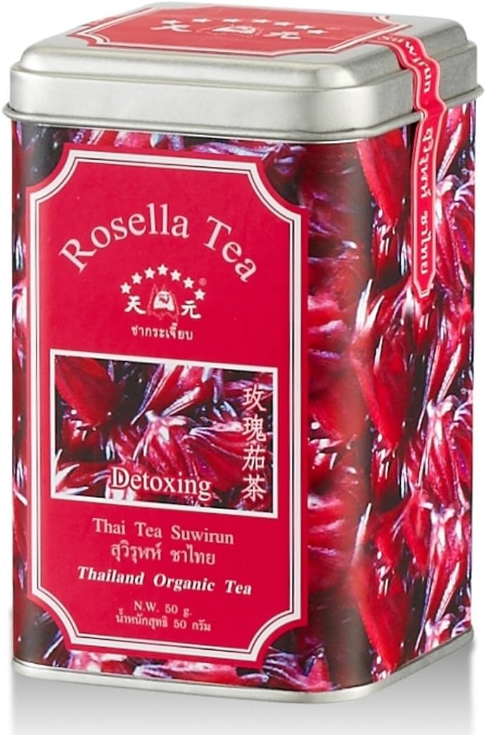 Suwirun Thai Tea ,Rosella Organic Tea - 1.76 Ounces Tin