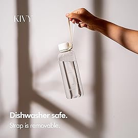 KIVY Slim Water Bottle 22oz [Lightweight & Shatterproof] Leak Proof Bottle for Women & Men - Clear plastic water bottle no straw - Dishwasher Safe Water Bottle BPA Free