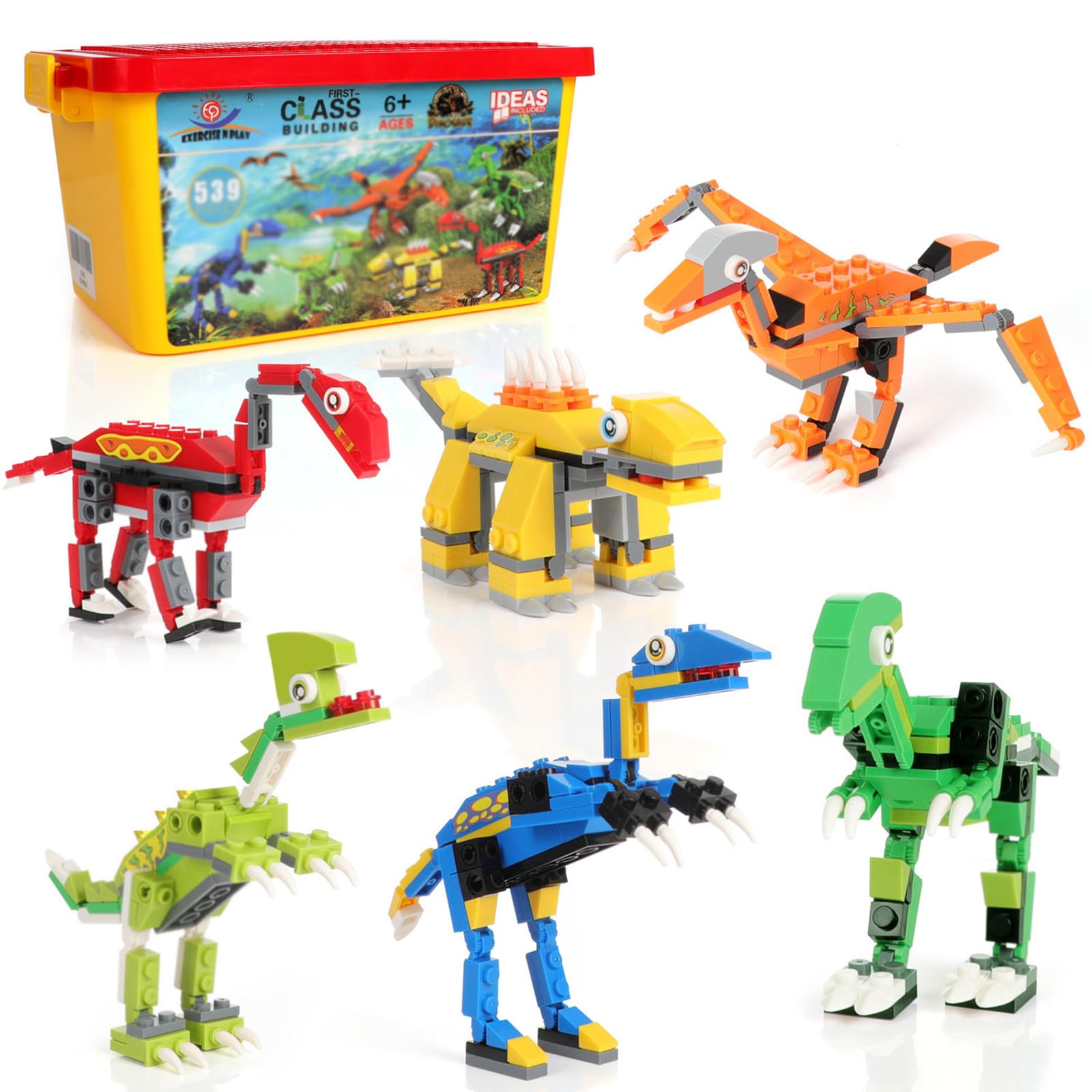 EP EXERCISE N PLAY Dinosaurs Building Blocks, Creative DIY Construction Toy for Boys Girls Aged 6+ (539 Pieces)