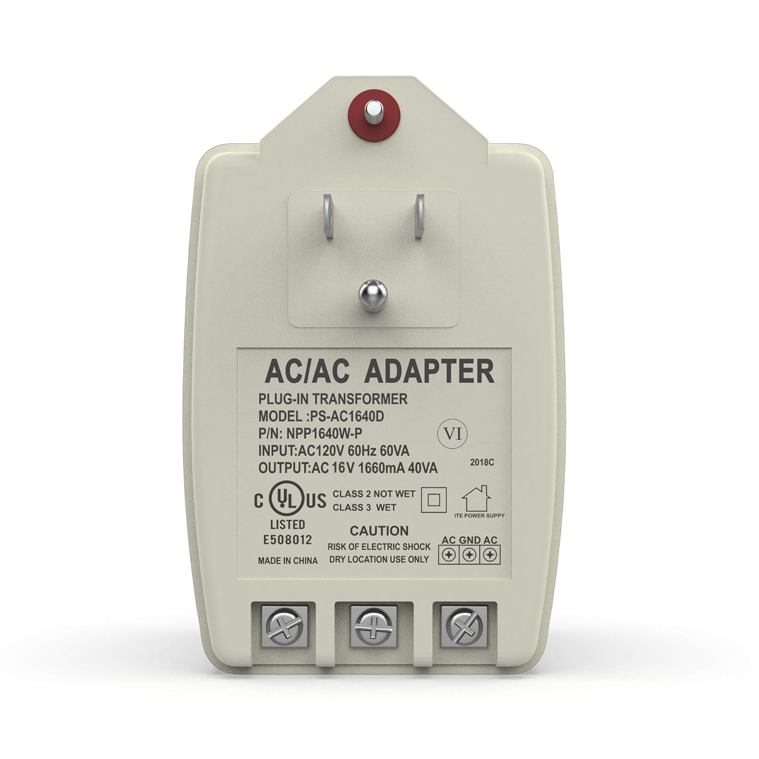 Neptune Transformer Compatible with Honeywell, Ademco, ELK, MG Electronics, GE Security, Bosch, Basler & Pittway (16.5VAC 40VA (White))