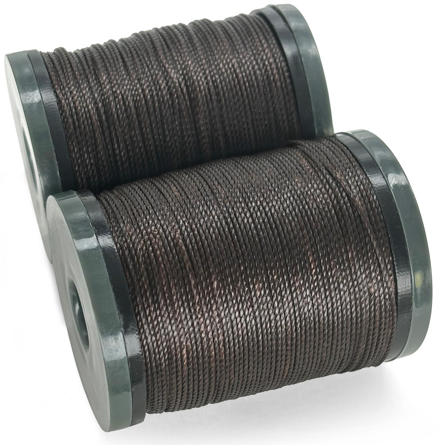 2pack/Set Round Waxed Thread 0.4/0.5/0.6/0.8mm Waxed Polyester Thread for Leather Sewing, Book Binding Thread Waxed Cord for Hand Sewing (Dark Brown)