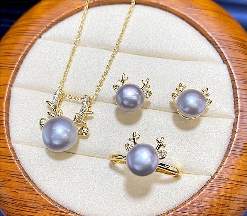 Miniatura 8 de Natural Pearl Jewelry Set for Women Mother Girls, Freshwater Cultured Pearl Set, Black White Blue Purple Pearl Butterfly Swan Gold plated Diamond
