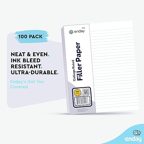 Miniatura 4 de Papel de relleno perforado de 3 agujeros con rayas universitarias, 100 hojas por paquete, papeles blancos rayados para carpetas de 3 anillas, para