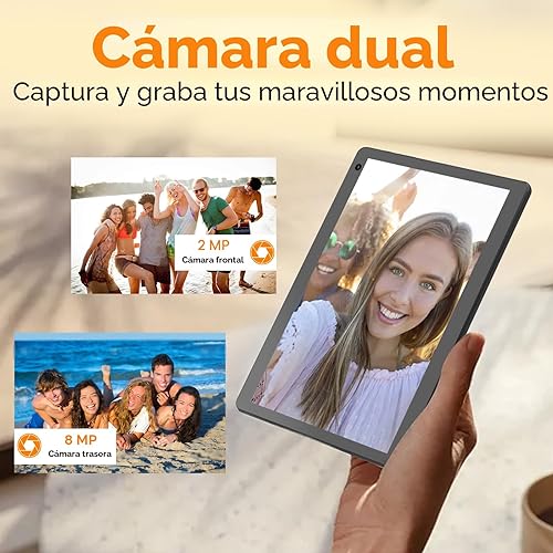 Vista 4 de Tablet Android 15 de 10 pulgadas, tableta 2 en 1 con teclado. 8GB RAM+32GB ROM compatible con tabletas PC expandibles de 1TB, CPU de cuatro núcleos