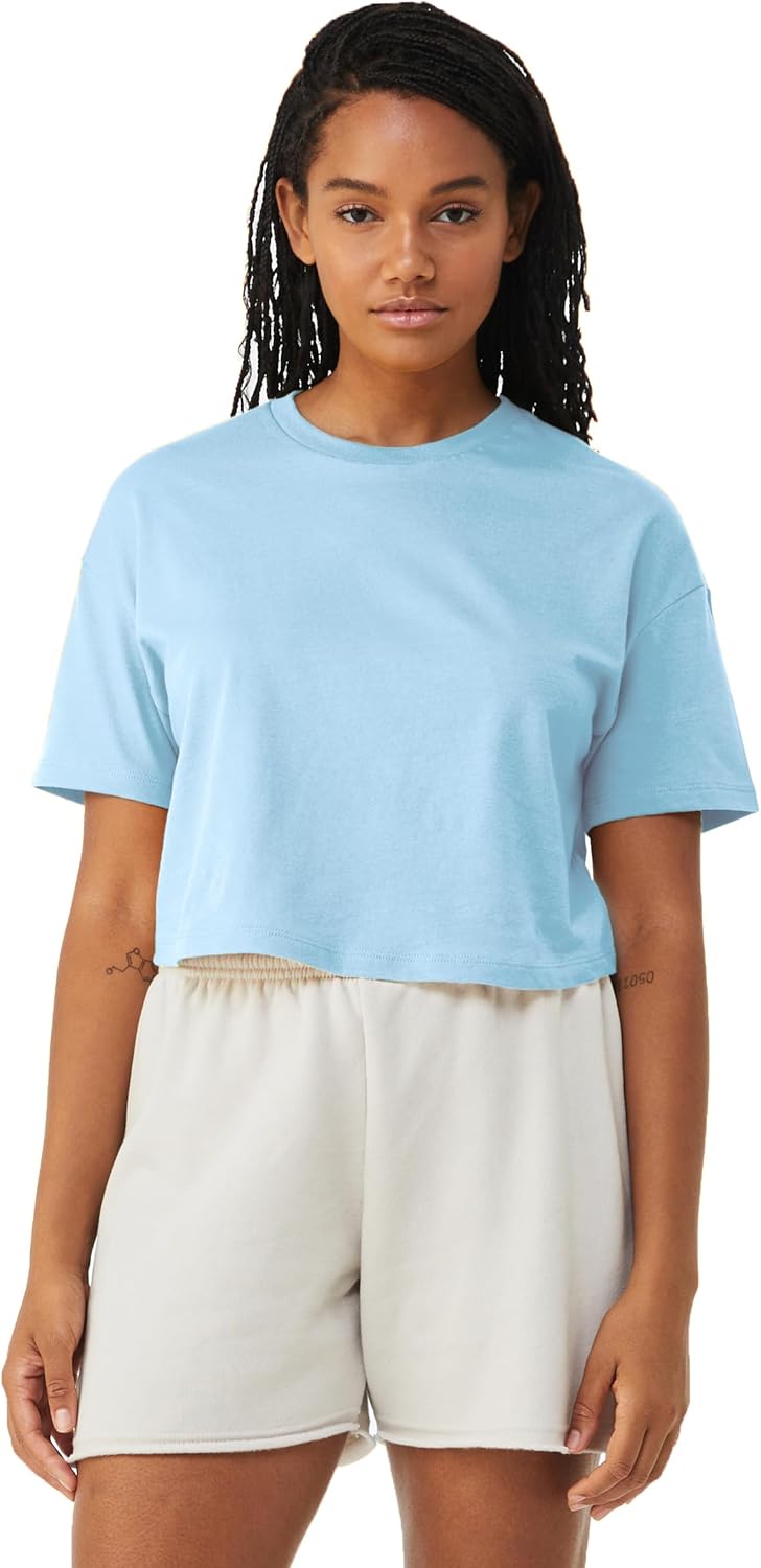 Emmalise Women's Loose Fit Crop Top Tee Short Sleeves T-Shirt