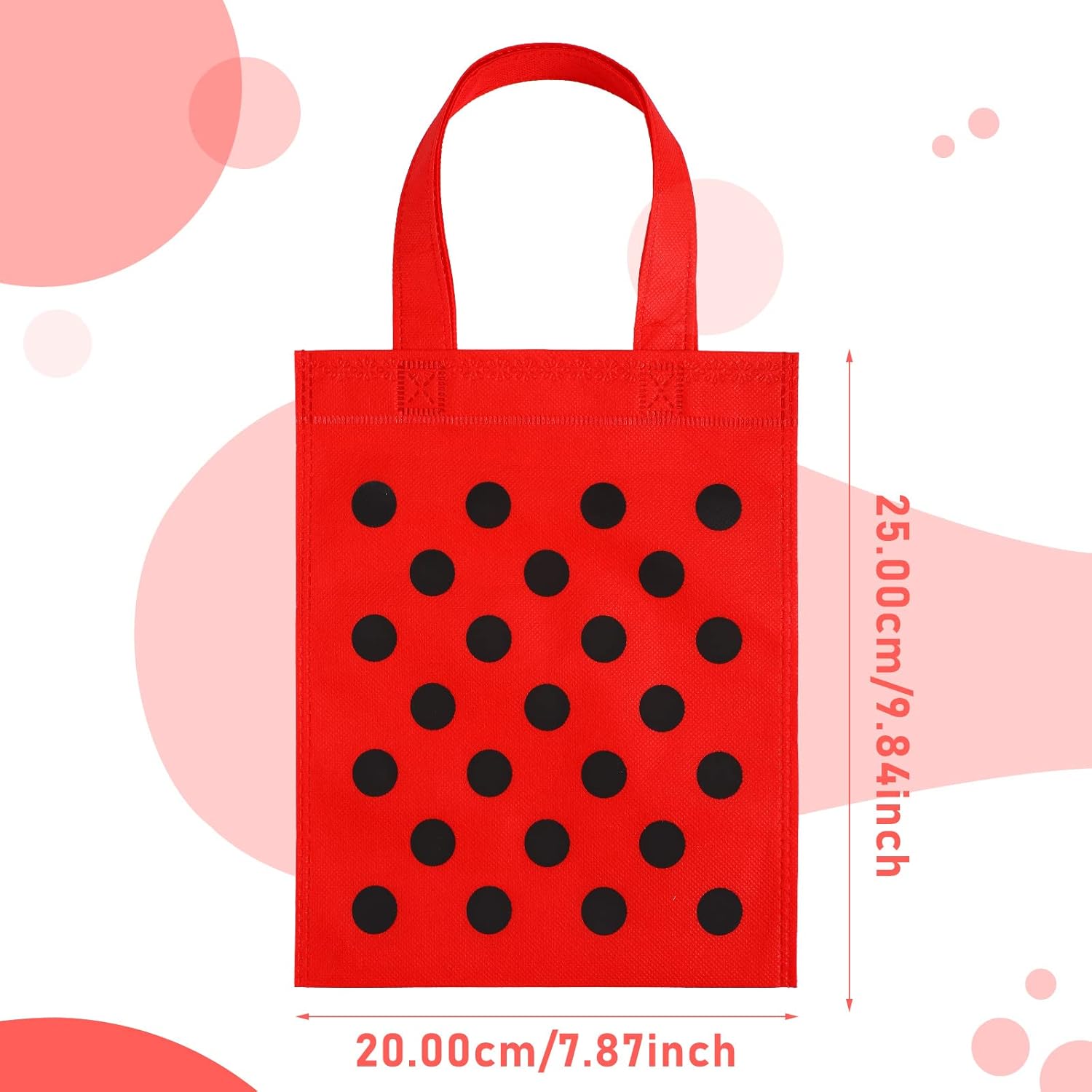 Sumind 24 Pcs Ladybug Party Favors Bags Fall Lady Bug Goodie Gift Bags with Handles Red Black Polka Dot Non Woven Pouch for Ladybug Birthday Party Decoration Supplies - Image 4