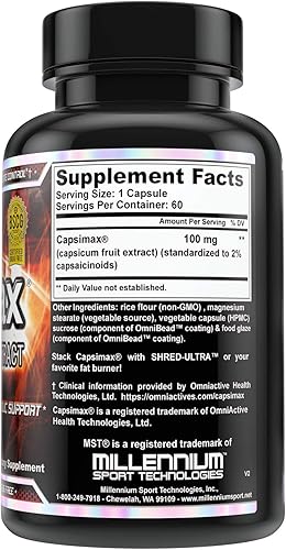 Miniatura 2 de Capsimax Supplement - Cápsulas de 100 mg V, 60 porciones de MST - Control de peso clínicamente dosificado, termogénico, control del apetito, quema